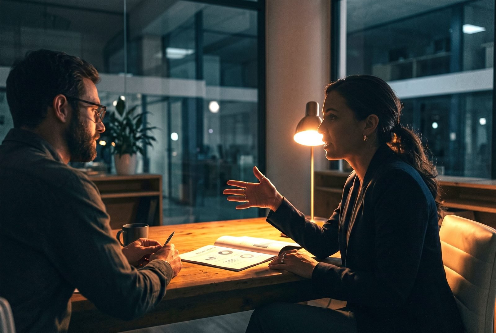 Conversa de mentoria à mesa